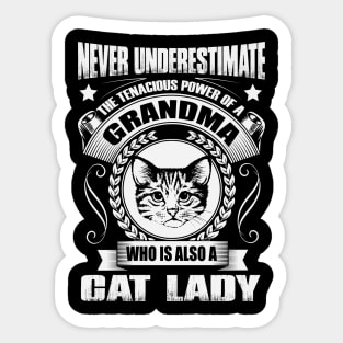 Never Underestimate A Cat Lady Grandma Sticker